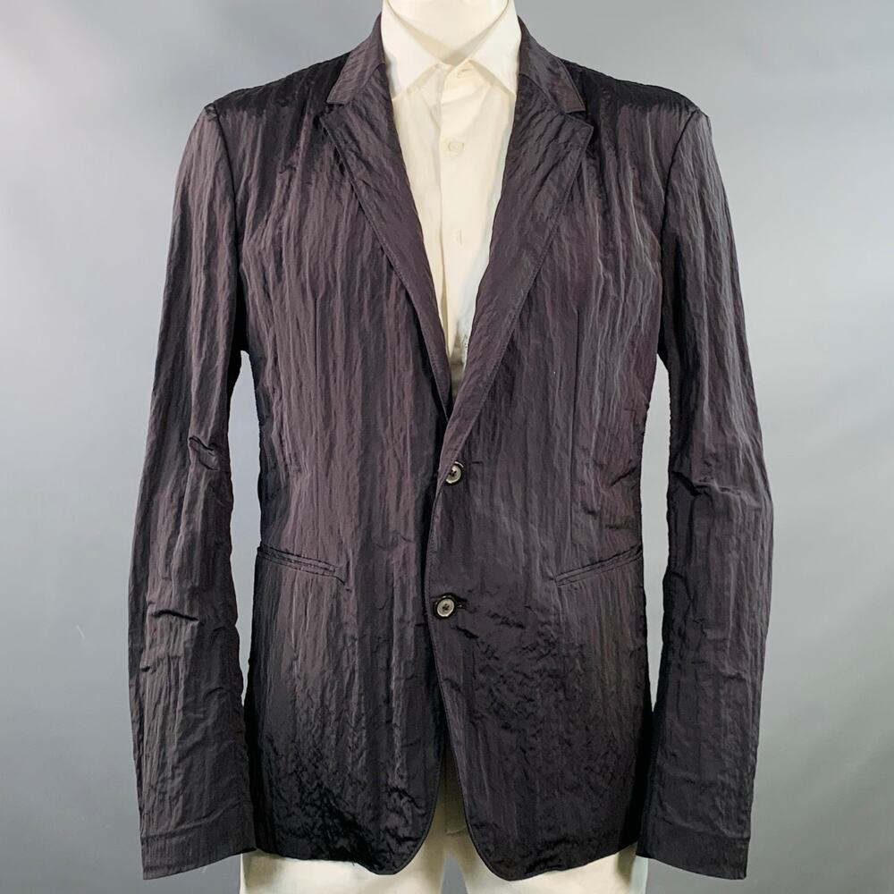 WOOYOUNGMI Size 44 Black Polyester Blend Notch Lapel Sport Coat